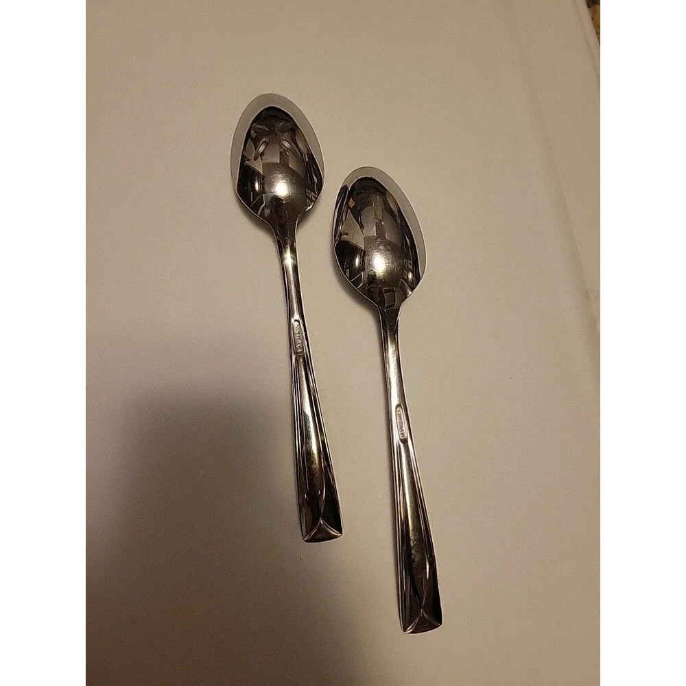 Oneida Lincoln Serving Spoons Slotted Stainless Flatware Lot of 2